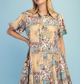 Mary Mixed Print Shirt Dress