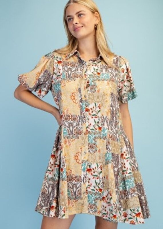 Mary Mixed Print Shirt Dress