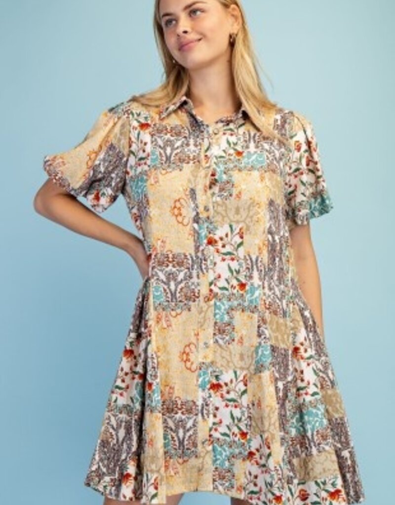 Mary Mixed Print Shirt Dress