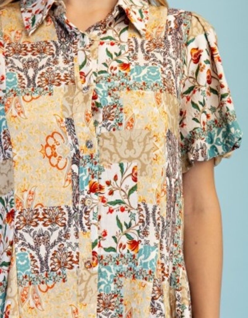 Mary Mixed Print Shirt Dress