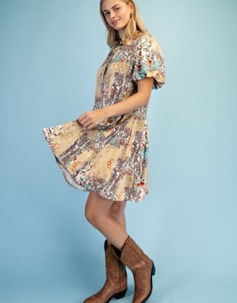Mary Mixed Print Shirt Dress