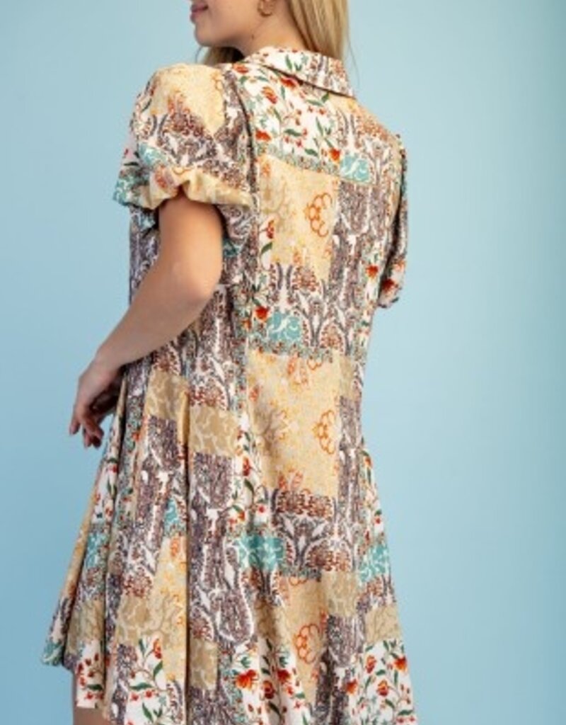 Mary Mixed Print Shirt Dress