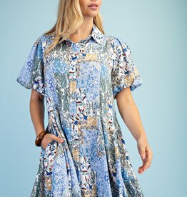 Mary Mixed Print Shirt Dress