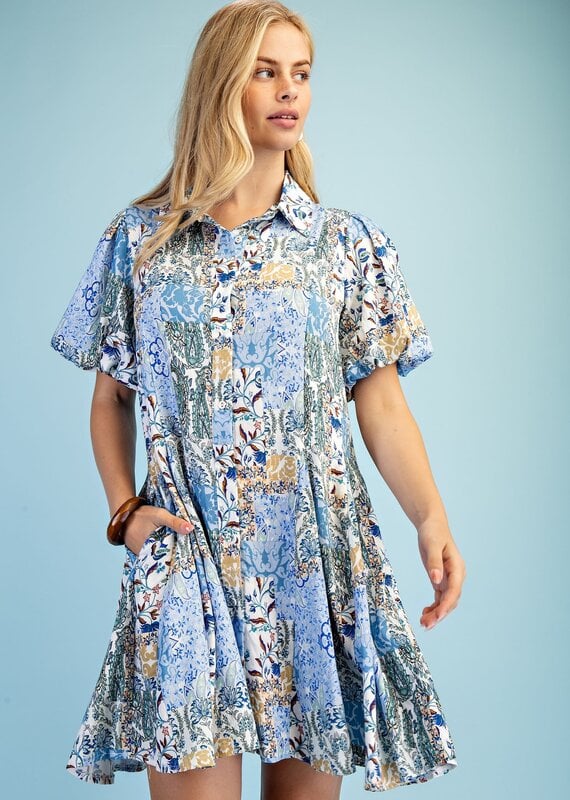 Mary Mixed Print Shirt Dress