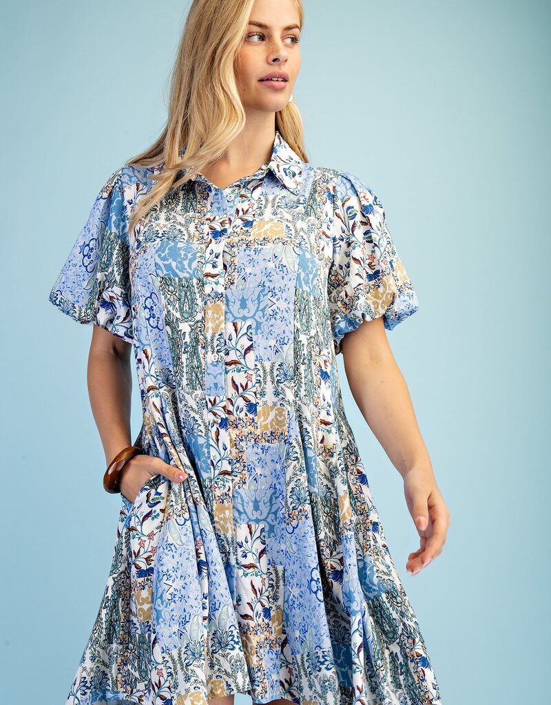Mary Mixed Print Shirt Dress