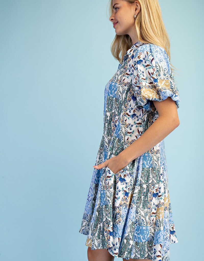 Mary Mixed Print Shirt Dress