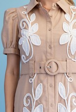 Leslie Linen Bleted Shirt Dress