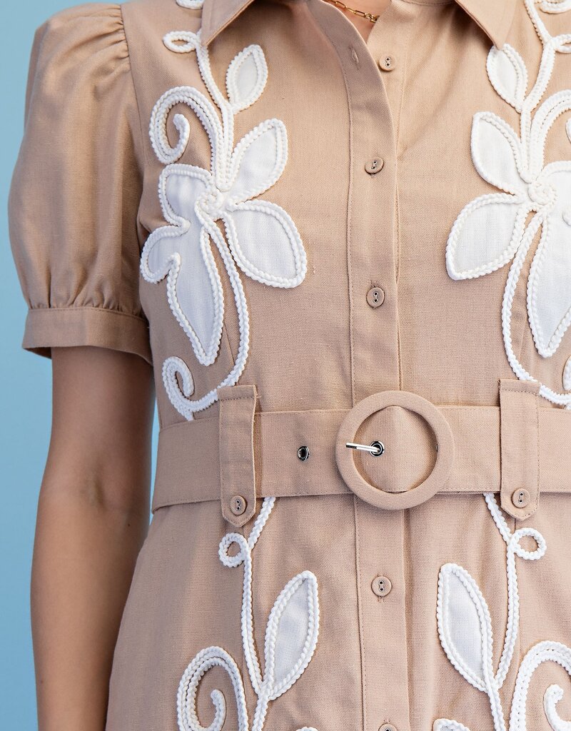 Leslie Linen Bleted Shirt Dress