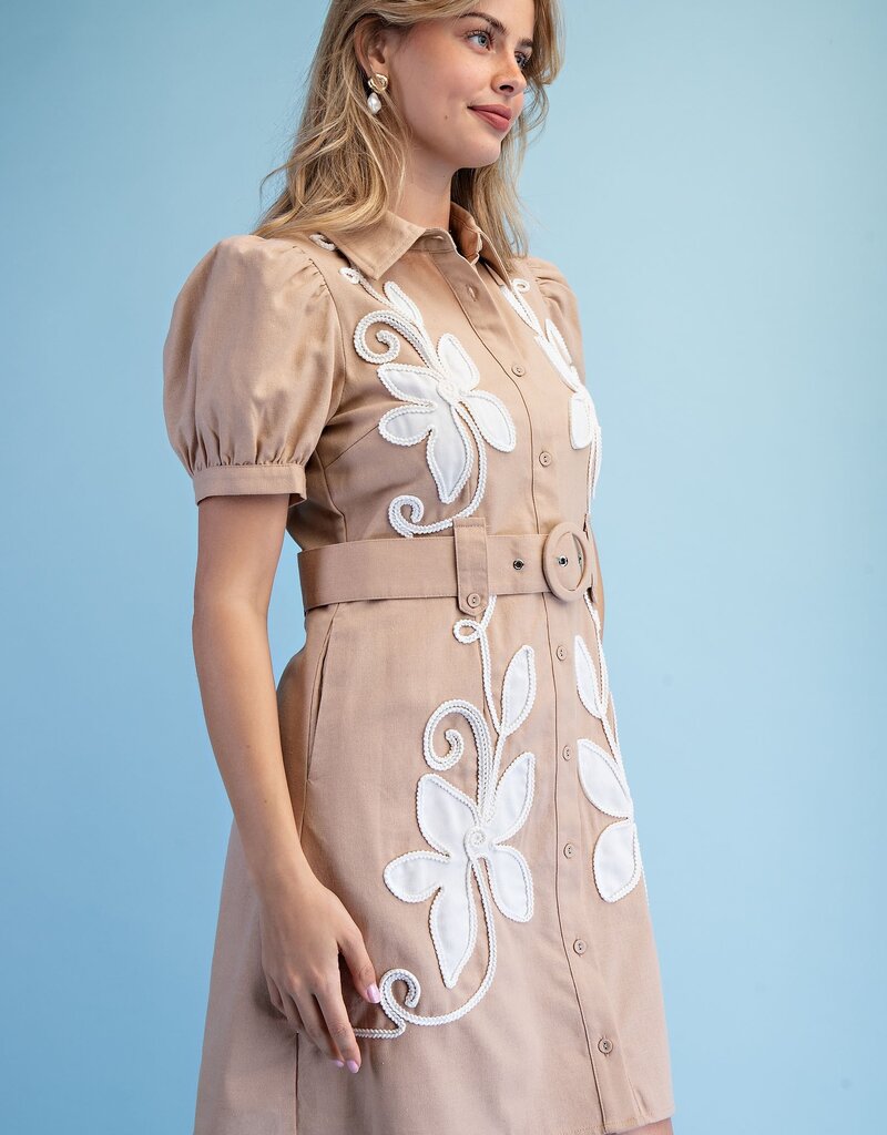 Leslie Linen Bleted Shirt Dress