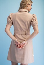 Leslie Linen Bleted Shirt Dress