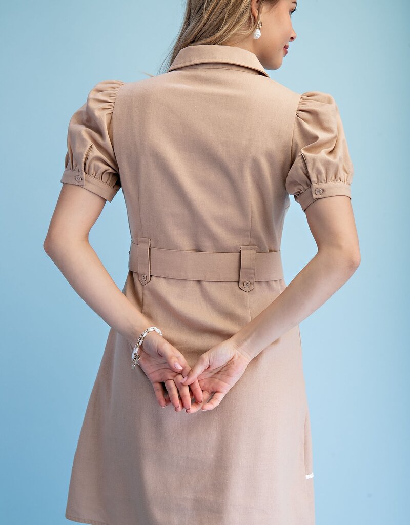 Leslie Linen Bleted Shirt Dress