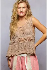 Camila Sleeveless Crochet Scalloped Opening Top