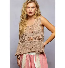 Camila Sleeveless Crochet Scalloped Opening Top