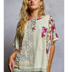 Unique Patchwork Lace Floral Knit Top