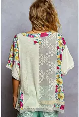 Unique Patchwork Lace Floral Knit Top - Available in Natural & Pink