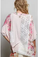 Unique Patchwork Lace Floral Knit Top - Available in Natural & Pink