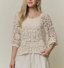Katherine Open-Knit Square Crochet Top
