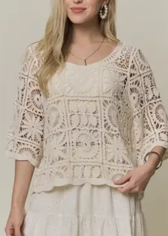 Katherine Open-Knit Square Crochet Top