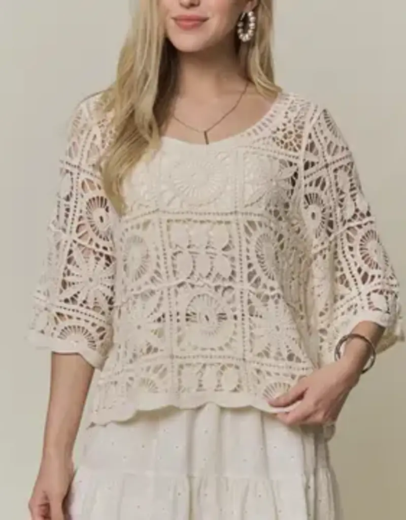 Katherine Open-Knit Square Crochet Top