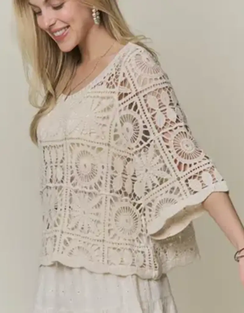 Katherine Open-Knit Square Crochet Top