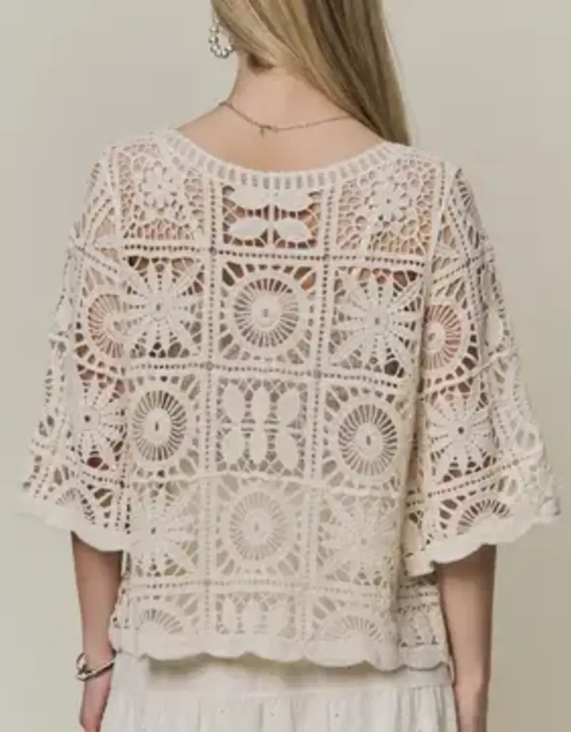 Katherine Open-Knit Square Crochet Top