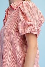 Gingham Check Button Down Top