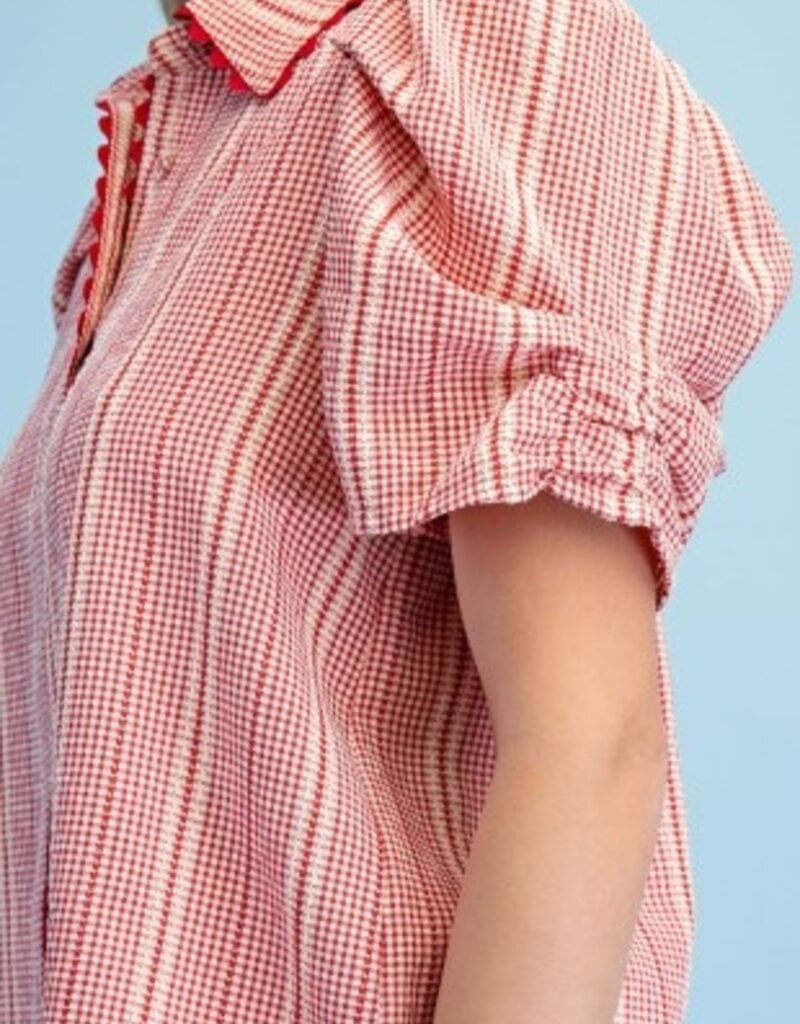 Gingham Check Button Down Top