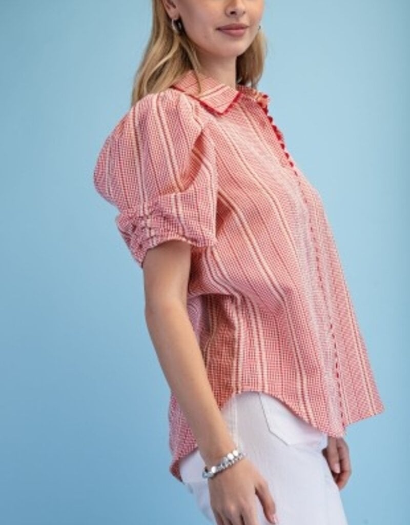 Gingham Check Button Down Top