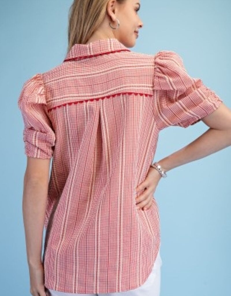Gingham Check Button Down Top