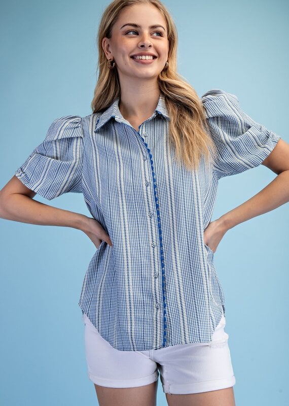 Gingham Check Button Down Top