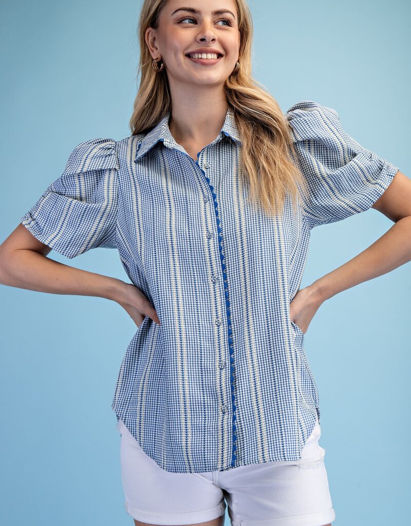 Gingham Check Button Down Top