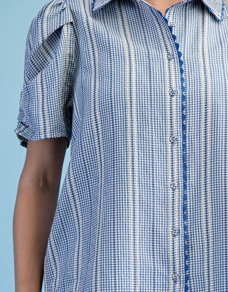 Gingham Check Button Down Top