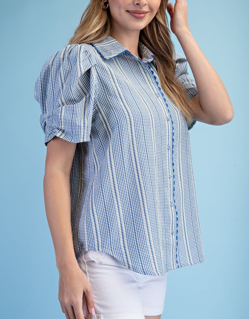 Gingham Check Button Down Top