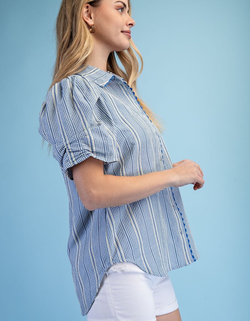 Gingham Check Button Down Top