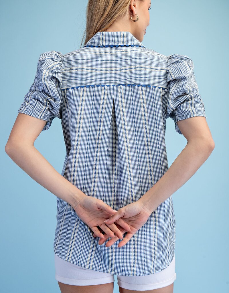 Gingham Check Button Down Top