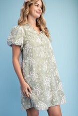 Jenny Floral Embroidered Gingham Dress