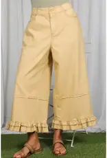 Rachel Casual Ruffle Hem Cropped Denim Pant