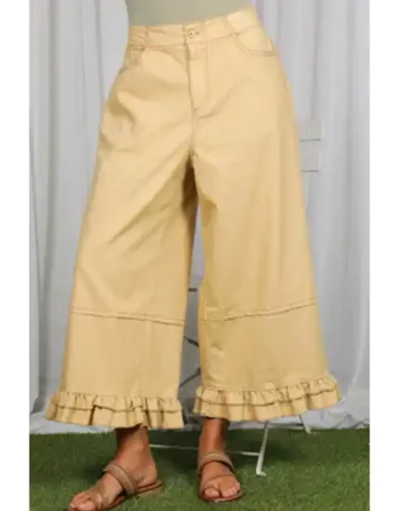 Rachel Casual Ruffle Hem Cropped Denim Pant