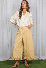 Rachel Casual Ruffle Hem Cropped Denim Pant