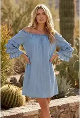 Tanya Tiered Sleeve Charming Denim Dress