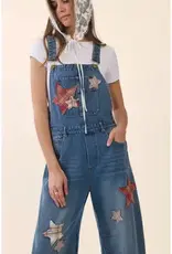 Bree Star Patch Denim Barrel Overall