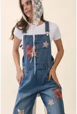 Bree Star Patch Denim Barrel Overall