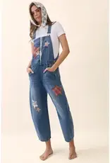 Bree Star Patch Denim Barrel Overall