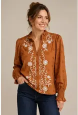 Emily Ruffle Neck & Floral Front Top