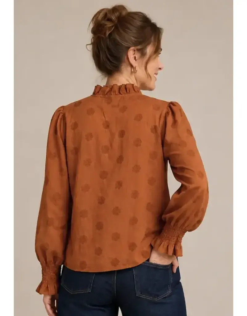 Emily Ruffle Neck & Floral Front Top