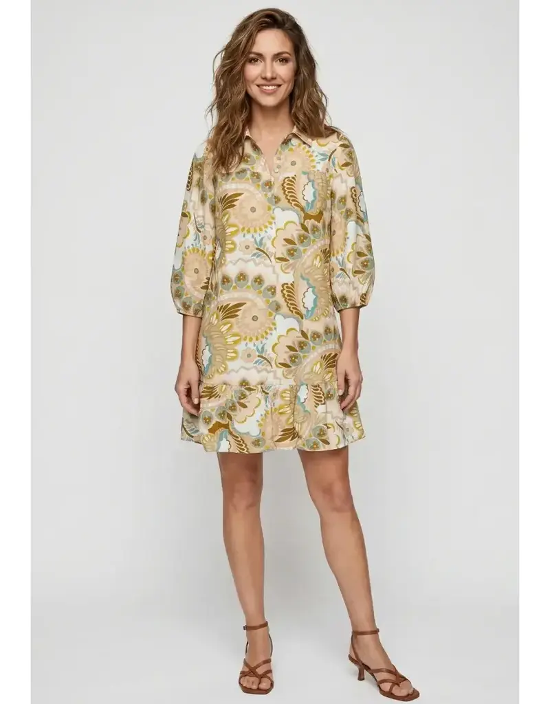 Charity Challis Floral Ruffle Hem Dress