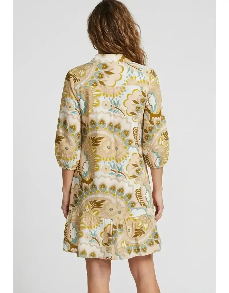 Charity Challis Floral Ruffle Hem Dress