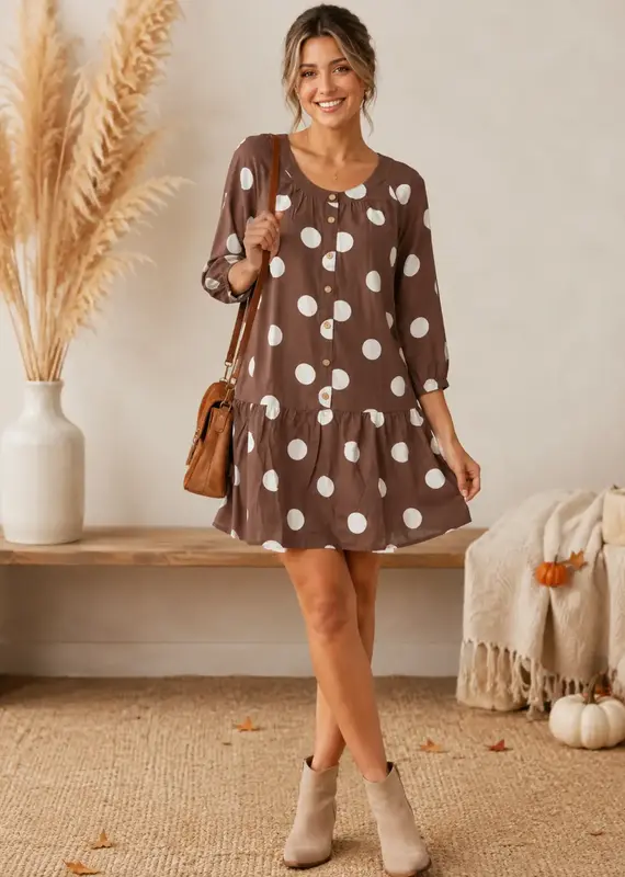 Darla Polka Dot Button Front Dress