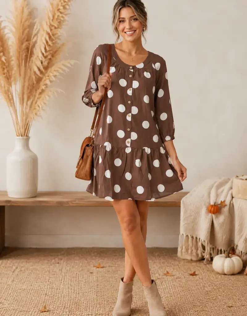 Darla Polka Dot Button Front Dress