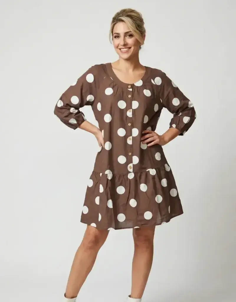 Darla Polka Dot Button Front Dress